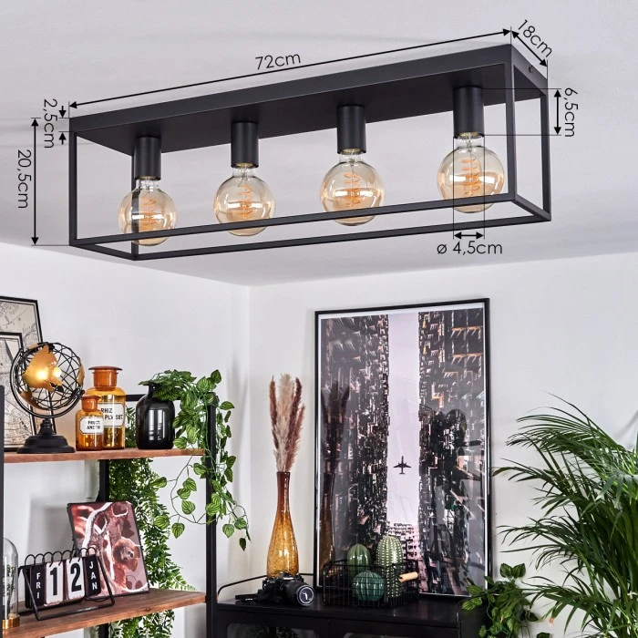 Hofstein Malao Deckenleuchte Schwarz, 4-flammig 4 Hofstein Malao Deckenleuchte Schwarz, 4-flammig – Bild 4