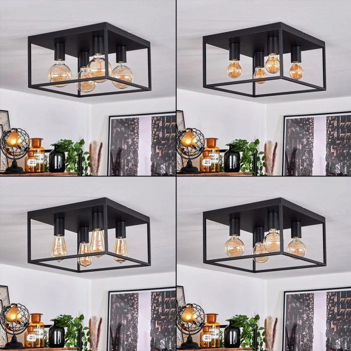 Hofstein Malao Deckenleuchte Schwarz, 4-flammig 2 Hofstein Malao Deckenleuchte Schwarz, 4-flammig – Bild 2