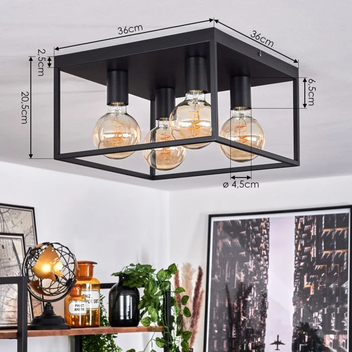 Hofstein Malao Deckenleuchte Schwarz, 4-flammig 4 Hofstein Malao Deckenleuchte Schwarz, 4-flammig – Bild 4