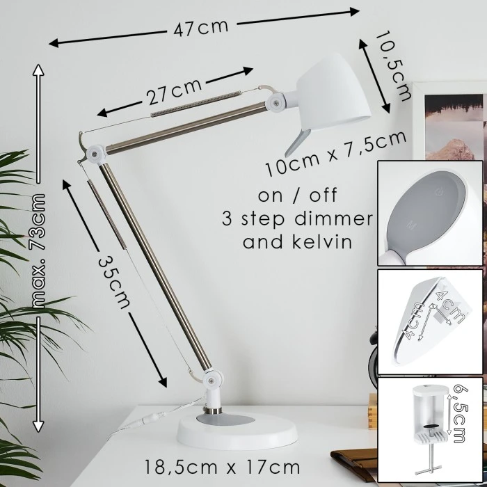Hofstein Mildura Tischleuchte LED Weiß, 1-flammig 2 Hofstein Mildura Tischleuchte LED Weiß, 1-flammig – Bild 2