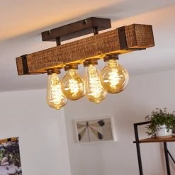 Hofstein Montgomery Deckenleuchte Schwarz, Holz dunkel, 4-flammig -Bürolampen Verkäufe montgomery deckenleuchte h3367926 6