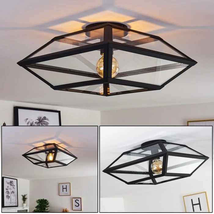 Hofstein Moraira Deckenleuchte Schwarz, 1-flammig 1 Hofstein Moraira Deckenleuchte Schwarz, 1-flammig