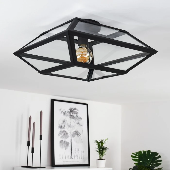 Hofstein Moraira Deckenleuchte Schwarz, 1-flammig 5 Hofstein Moraira Deckenleuchte Schwarz, 1-flammig – Bild 5