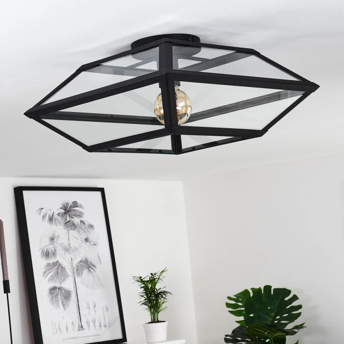 Hofstein Moraira Deckenleuchte Schwarz, 1-flammig 6 Hofstein Moraira Deckenleuchte Schwarz, 1-flammig – Bild 6