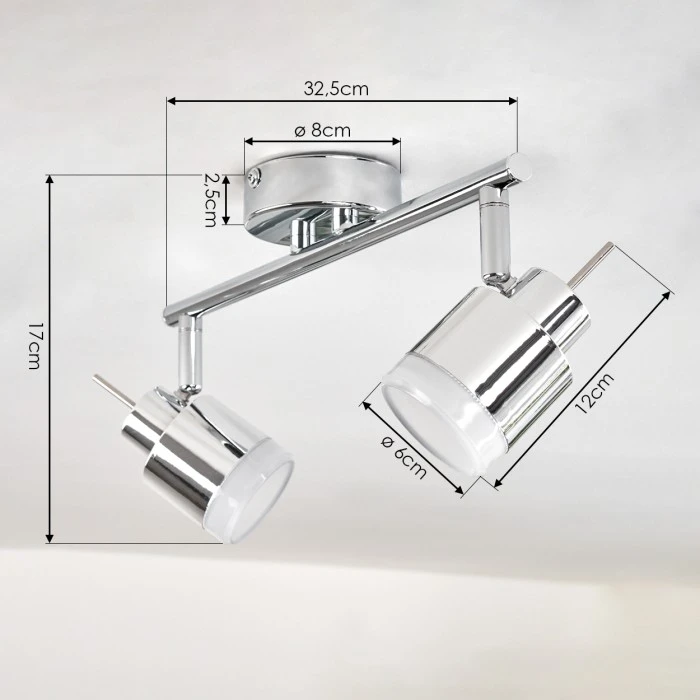 Hofstein Morges Deckenleuchte LED Chrom, 2-flammig 4 Hofstein Morges Deckenleuchte LED Chrom, 2-flammig – Bild 4