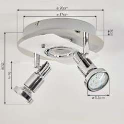 Hofstein Morges Deckenleuchte LED Nickel-Matt, Chrom, 2-flammig -Bürolampen Verkäufe morges deckenleuchte h3458556 3