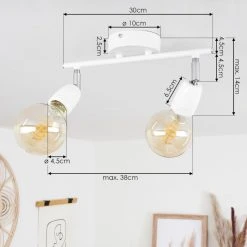 Hofstein Musland Deckenleuchte Chrom, Weiß, 2-flammig -Bürolampen Verkäufe musland deckenleuchte h3430965 3
