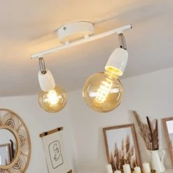 Hofstein Musland Deckenleuchte Chrom, Weiß, 2-flammig -Bürolampen Verkäufe musland deckenleuchte h3430965 6