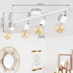 Hofstein Musland Deckenleuchte Chrom, Weiß, 4-flammig -Bürolampen Verkäufe musland deckenleuchte h3431474 3
