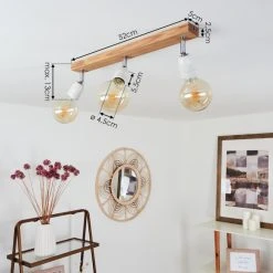 Hofstein Musland Deckenleuchte Chrom, Weiß, Holz dunkel, 3-flammig -Bürolampen Verkäufe musland deckenleuchte h3441305 3