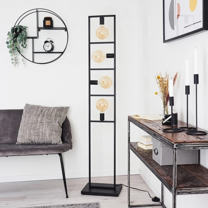 Hofstein Nanbong Stehleuchte Schwarz, 4-flammig 11 Hofstein Nanbong Stehleuchte Schwarz, 4-flammig – Bild 11