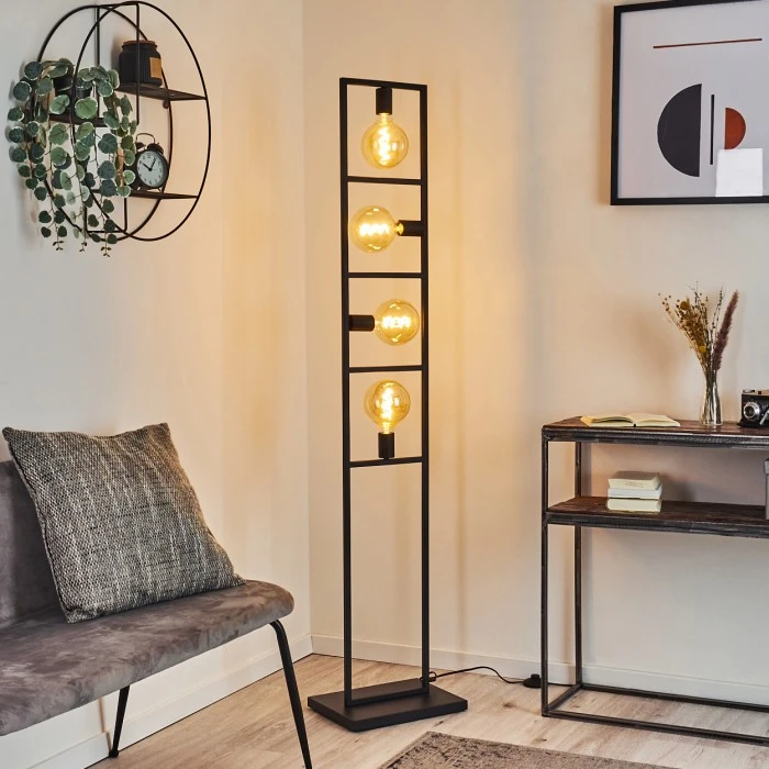 Hofstein Nanbong Stehleuchte Schwarz, 4-flammig 9 Hofstein Nanbong Stehleuchte Schwarz, 4-flammig – Bild 9