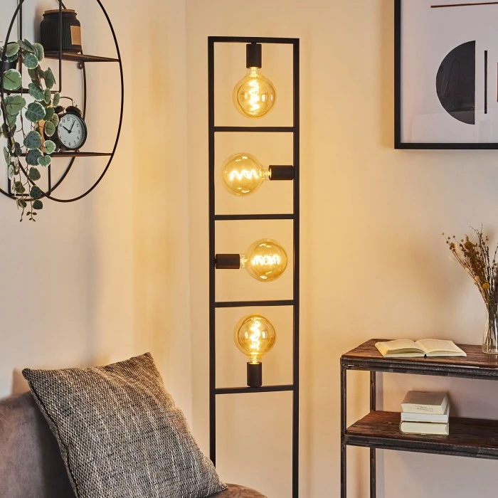 Hofstein Nanbong Stehleuchte Schwarz, 4-flammig 10 Hofstein Nanbong Stehleuchte Schwarz, 4-flammig – Bild 10