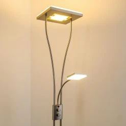 Hofstein Notigi Deckenfluter LED Nickel-Matt, 2-flammig, Fernbedienung, Farbwechsler -Bürolampen Verkäufe notigi deckenfluter h000632 12