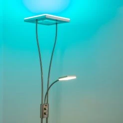 Hofstein Notigi Deckenfluter LED Nickel-Matt, 2-flammig, Fernbedienung, Farbwechsler -Bürolampen Verkäufe notigi deckenfluter h000632 17