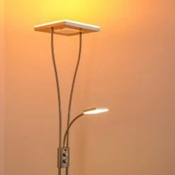 Hofstein Notigi Deckenfluter LED Nickel-Matt, 2-flammig, Fernbedienung, Farbwechsler -Bürolampen Verkäufe notigi deckenfluter h000632 18