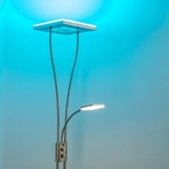 Hofstein Notigi Deckenfluter LED Nickel-Matt, 2-flammig, Fernbedienung, Farbwechsler -Bürolampen Verkäufe notigi deckenfluter h000632 19