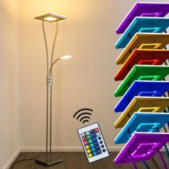 Hofstein Notigi Deckenfluter LED Nickel-Matt, 2-flammig, Fernbedienung, Farbwechsler -Bürolampen Verkäufe notigi deckenfluter h000632 2