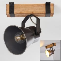 Hofstein Oksbol Deckenspot Grau, Hellbraun, Stahl gebürstet, 1-flammig