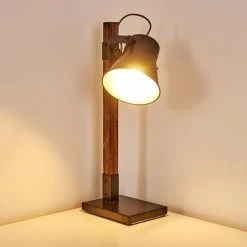 Hofstein Oksbol Tischleuchte Grau, Dunkelbraun, Stahl gebürstet, 1-flammig -Bürolampen Verkäufe oksbol tischleuchte h3349588 12