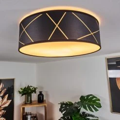 Hofstein Opatija Deckenleuchte Schwarz, Weiß, Gold, 3-flammig