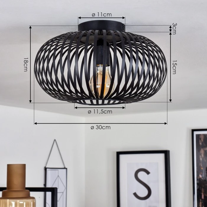 Hofstein Oravi Deckenleuchte Schwarz, 1-flammig 4 Hofstein Oravi Deckenleuchte Schwarz, 1-flammig – Bild 4