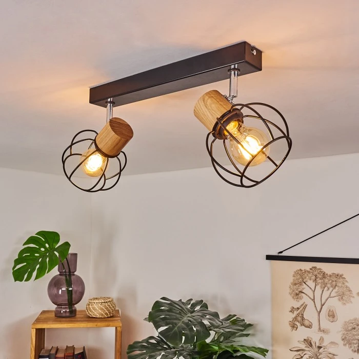 Hofstein Orkanger Deckenleuchte Chrom, Schwarz, Naturfarben, 2-flammig 11 Hofstein Orkanger Deckenleuchte Chrom, Schwarz, Naturfarben, 2-flammig – Bild 11