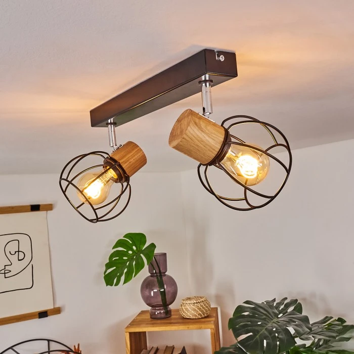 Hofstein Orkanger Deckenleuchte Chrom, Schwarz, Naturfarben, 2-flammig 9 Hofstein Orkanger Deckenleuchte Chrom, Schwarz, Naturfarben, 2-flammig – Bild 9