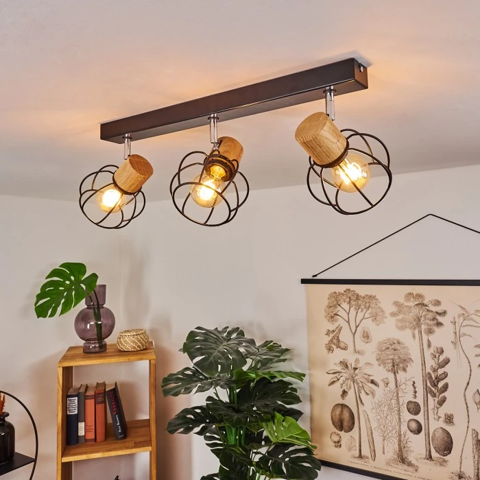 Hofstein Orkanger Deckenleuchte Chrom, Schwarz, Naturfarben, 3-flammig 1 Hofstein Orkanger Deckenleuchte Chrom, Schwarz, Naturfarben, 3-flammig