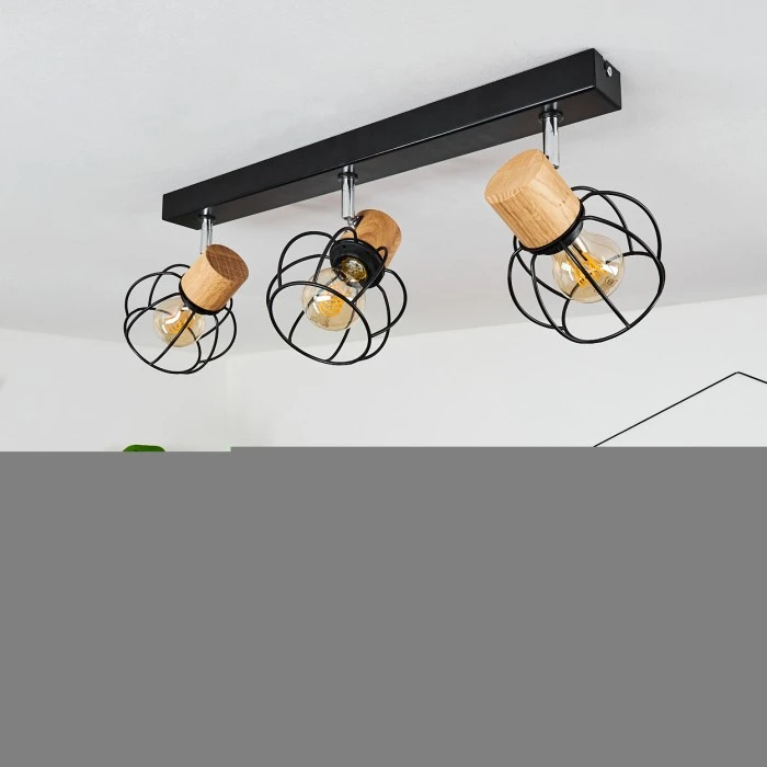 Hofstein Orkanger Deckenleuchte Chrom, Schwarz, Naturfarben, 3-flammig 11 Hofstein Orkanger Deckenleuchte Chrom, Schwarz, Naturfarben, 3-flammig – Bild 11