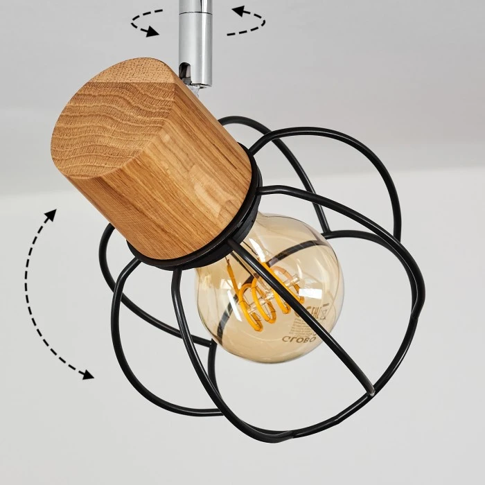 Hofstein Orkanger Deckenleuchte Chrom, Schwarz, Naturfarben, 3-flammig 6 Hofstein Orkanger Deckenleuchte Chrom, Schwarz, Naturfarben, 3-flammig – Bild 6