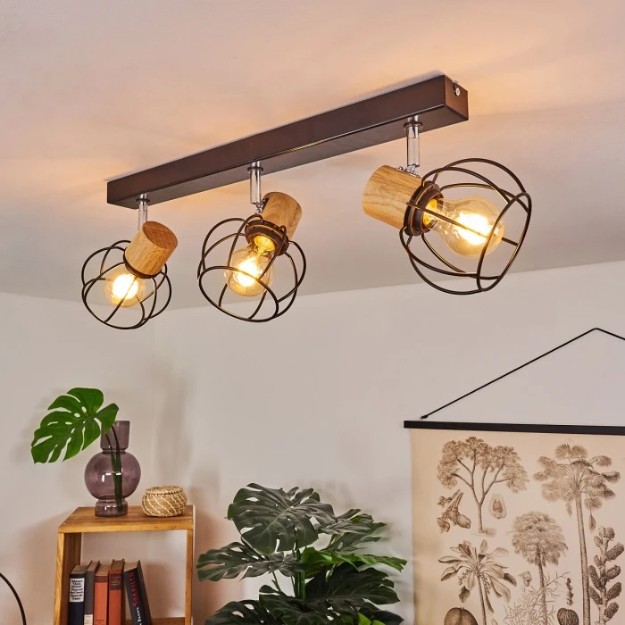 Hofstein Orkanger Deckenleuchte Chrom, Schwarz, Naturfarben, 3-flammig 7 Hofstein Orkanger Deckenleuchte Chrom, Schwarz, Naturfarben, 3-flammig – Bild 7