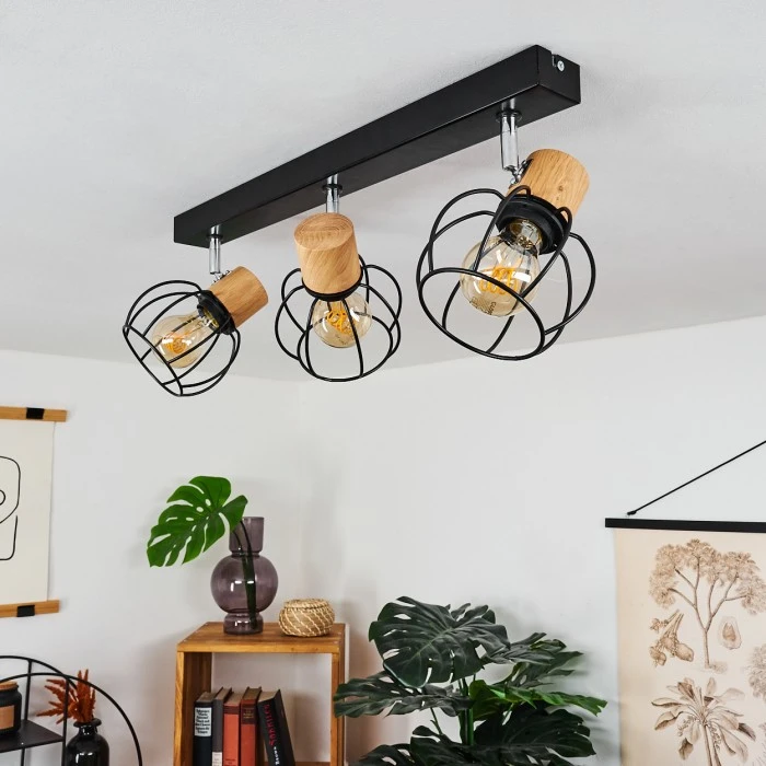 Hofstein Orkanger Deckenleuchte Chrom, Schwarz, Naturfarben, 3-flammig 9 Hofstein Orkanger Deckenleuchte Chrom, Schwarz, Naturfarben, 3-flammig – Bild 9