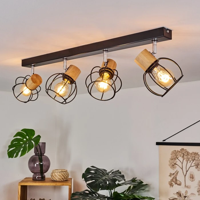 Hofstein Orkanger Deckenleuchte Chrom, Schwarz, Naturfarben, 4-flammig 11 Hofstein Orkanger Deckenleuchte Chrom, Schwarz, Naturfarben, 4-flammig – Bild 11