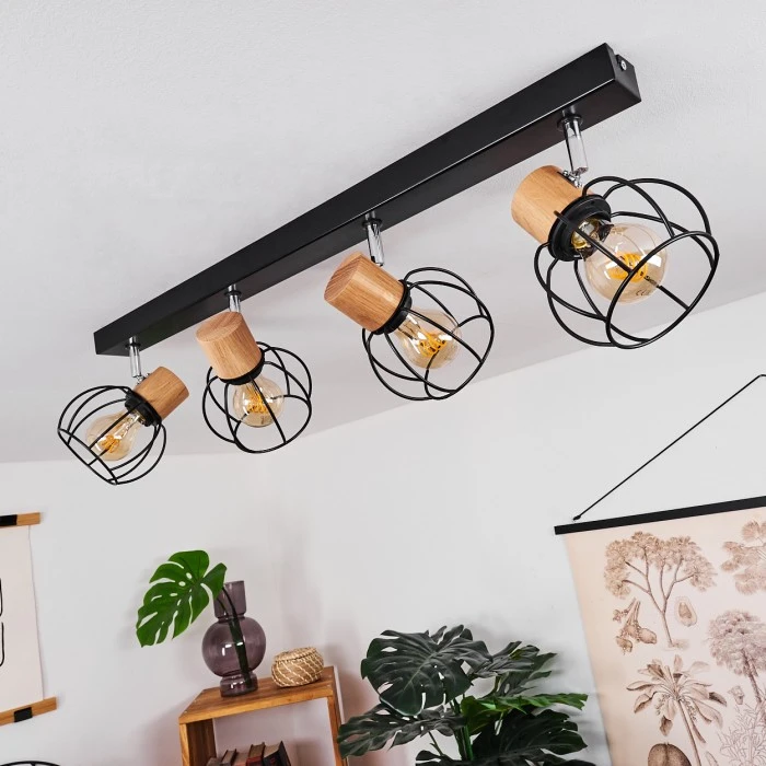 Hofstein Orkanger Deckenleuchte Chrom, Schwarz, Naturfarben, 4-flammig 12 Hofstein Orkanger Deckenleuchte Chrom, Schwarz, Naturfarben, 4-flammig – Bild 12