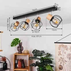 Hofstein Orkanger Deckenleuchte Chrom, Schwarz, Naturfarben, 4-flammig 15 Hofstein Orkanger Deckenleuchte Chrom, Schwarz, Naturfarben, 4-flammig -Bürolampen Verkäufe orkanger deckenleuchte h3441626 3