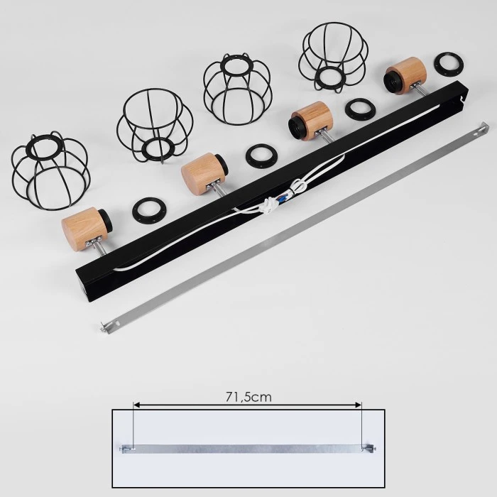 Hofstein Orkanger Deckenleuchte Chrom, Schwarz, Naturfarben, 4-flammig 5 Hofstein Orkanger Deckenleuchte Chrom, Schwarz, Naturfarben, 4-flammig – Bild 5