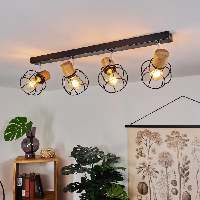 Hofstein Orkanger Deckenleuchte Chrom, Schwarz, Naturfarben, 4-flammig 7 Hofstein Orkanger Deckenleuchte Chrom, Schwarz, Naturfarben, 4-flammig – Bild 7