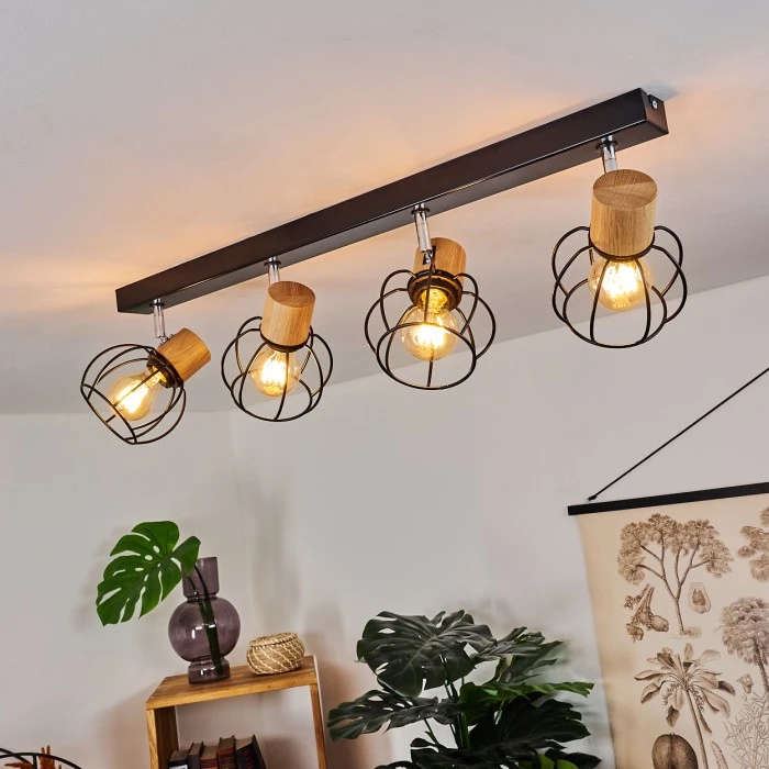 Hofstein Orkanger Deckenleuchte Chrom, Schwarz, Naturfarben, 4-flammig 9 Hofstein Orkanger Deckenleuchte Chrom, Schwarz, Naturfarben, 4-flammig – Bild 9