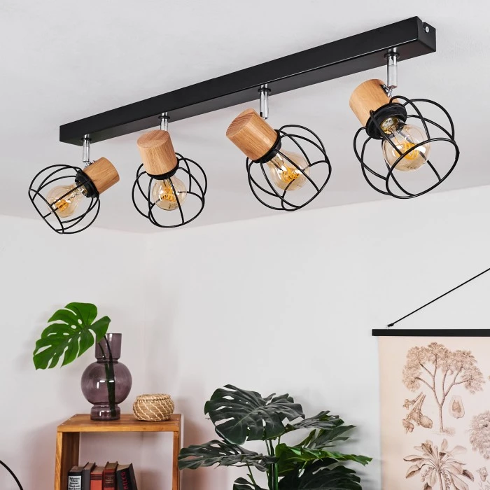 Hofstein Orkanger Deckenleuchte Chrom, Schwarz, Naturfarben, 4-flammig 10 Hofstein Orkanger Deckenleuchte Chrom, Schwarz, Naturfarben, 4-flammig – Bild 10