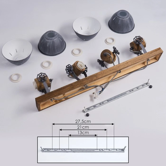 Hofstein Orny Deckenleuchte Grau, Holz dunkel, 4-flammig 5 Hofstein Orny Deckenleuchte Grau, Holz dunkel, 4-flammig – Bild 5