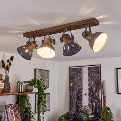 Hofstein Orny Deckenleuchte Grau, Holz dunkel, 4-flammig 16 Hofstein Orny Deckenleuchte Grau, Holz dunkel, 4-flammig -Bürolampen Verkäufe orny deckenleuchte h3019122 6