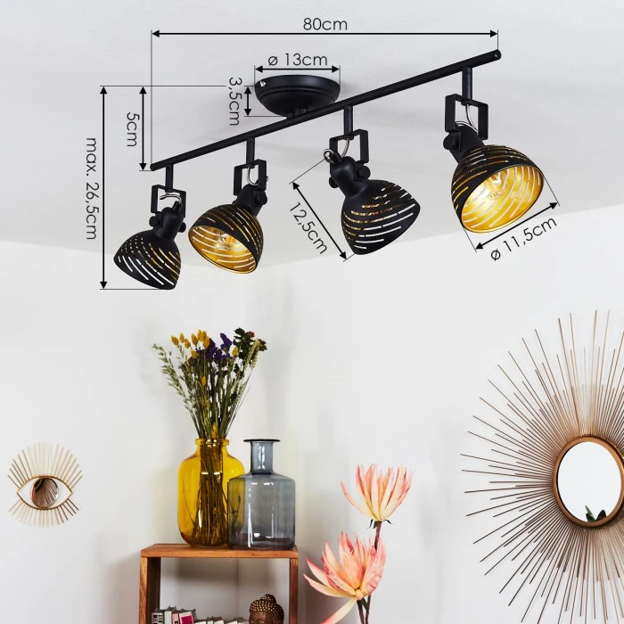 Hofstein Osina Deckenleuchte Chrom, Schwarz, 4-flammig 4 Hofstein Osina Deckenleuchte Chrom, Schwarz, 4-flammig – Bild 4