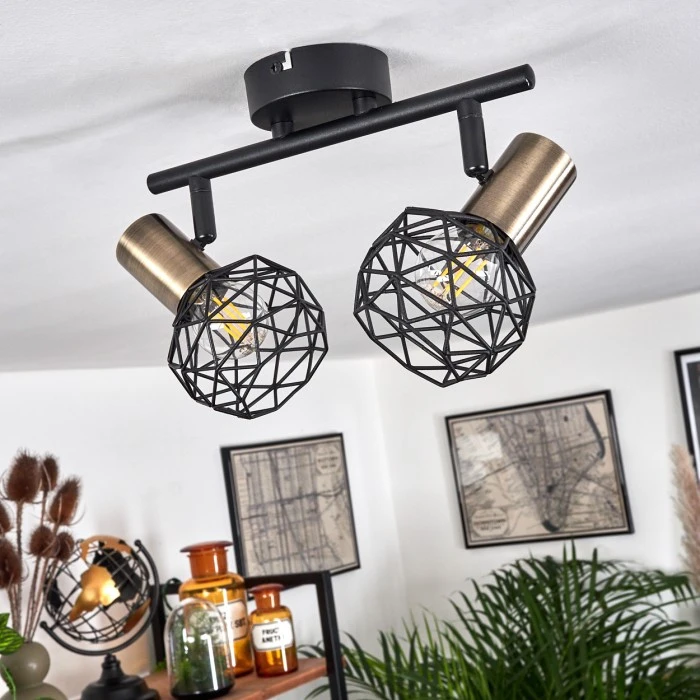 Hofstein Palmira Deckenleuchte Messing, Schwarz, 2-flammig 2 Hofstein Palmira Deckenleuchte Messing, Schwarz, 2-flammig – Bild 2