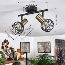 Hofstein Palmira Deckenleuchte Messing, Schwarz, 2-flammig 13 Hofstein Palmira Deckenleuchte Messing, Schwarz, 2-flammig -Bürolampen Verkäufe palmira deckenleuchte h3384282 3