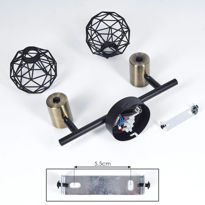 Hofstein Palmira Deckenleuchte Messing, Schwarz, 2-flammig 5 Hofstein Palmira Deckenleuchte Messing, Schwarz, 2-flammig – Bild 5