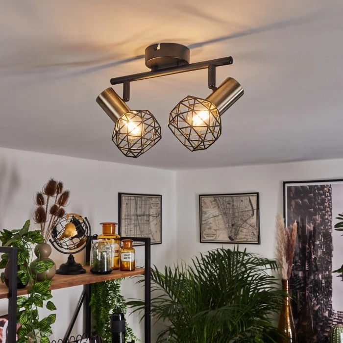 Hofstein Palmira Deckenleuchte Messing, Schwarz, 2-flammig 7 Hofstein Palmira Deckenleuchte Messing, Schwarz, 2-flammig – Bild 7