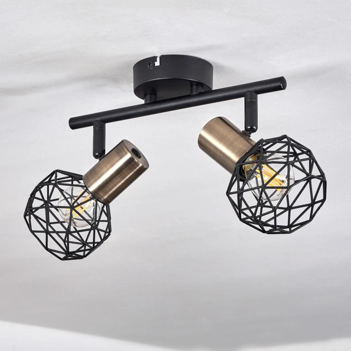 Hofstein Palmira Deckenleuchte Messing, Schwarz, 2-flammig 8 Hofstein Palmira Deckenleuchte Messing, Schwarz, 2-flammig – Bild 8