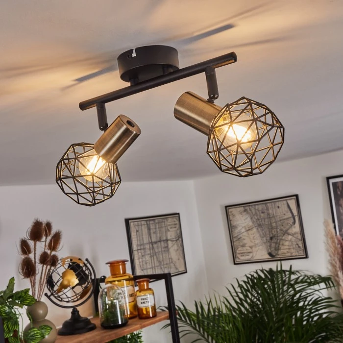 Hofstein Palmira Deckenleuchte Messing, Schwarz, 2-flammig 9 Hofstein Palmira Deckenleuchte Messing, Schwarz, 2-flammig – Bild 9