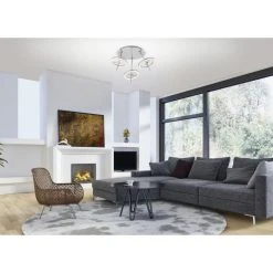 Paul Neuhaus Q-Serie Paul Neuhaus Q-AMY Deckenleuchte LED Edelstahl, 6-flammig, Fernbedienung -Bürolampen Verkäufe paul neuhaus q amy deckenleuchte 6891 55 2